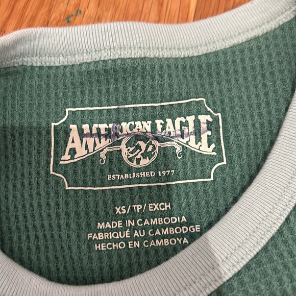 American Eagle Basic Green Waffle Knit Top - Picture 3 of 4